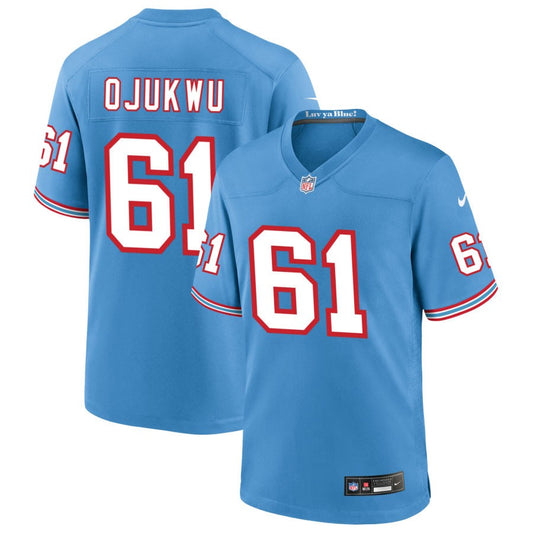 John Ojukwu Tennessee Titans Nike Oilers Throwback Game Jersey - Light Blue