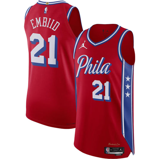 Joel Embiid Philadelphia 76ers Jordan Brand Authentic Player Jersey - Statement Edition - Red