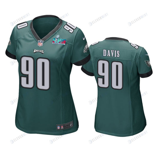 Jordan Davis 90 Philadelphia Eagles Super Bowl LVII Game Jersey - Women Green