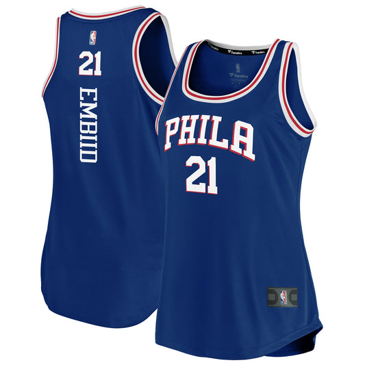 Joel Embiid Philadelphia 76ers Fanatics Branded Women's 2019/20 Fast Break Team Tank Jersey - Icon Edition - Royal