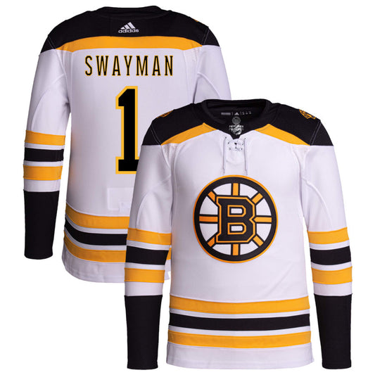 Jeremy Swayman Boston Bruins adidas Away Primegreen Authentic Pro Jersey - White