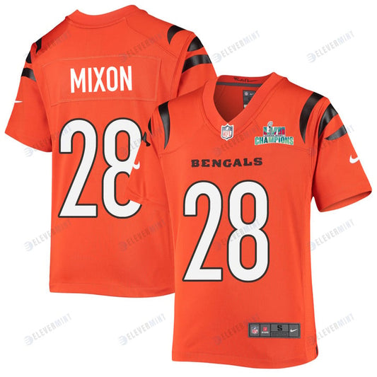 Joe Mixon 28 Cincinnati Bengals Super Bowl LVII Champions Youth Alternate Game Jersey - Orange