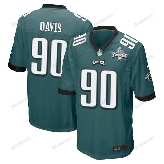 Jordan Davis 90 Philadelphia Eagles Super Bowl LVII Champions 2 Stars Men Game Jersey - Midnight Green