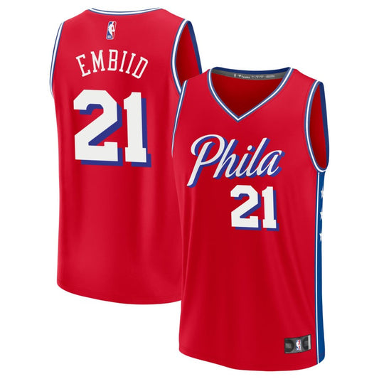 Joel Embiid  Philadelphia 76ers Fanatics Branded Fast Break Jersey - Red - Statement Edition