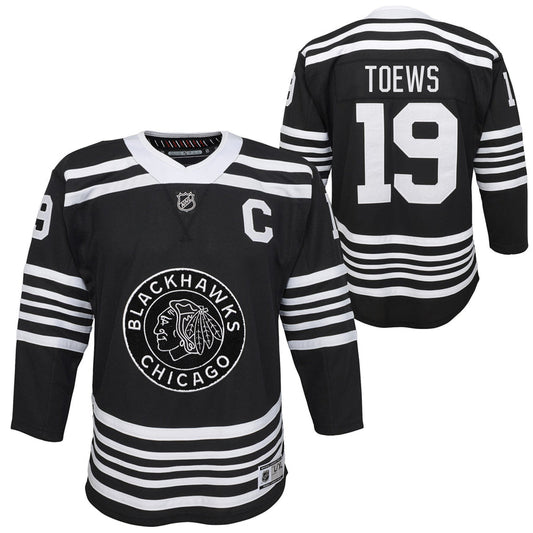 Youth Jonathan Toews Chicago Blackhawks Vintage Black Alternate Premier Jersey