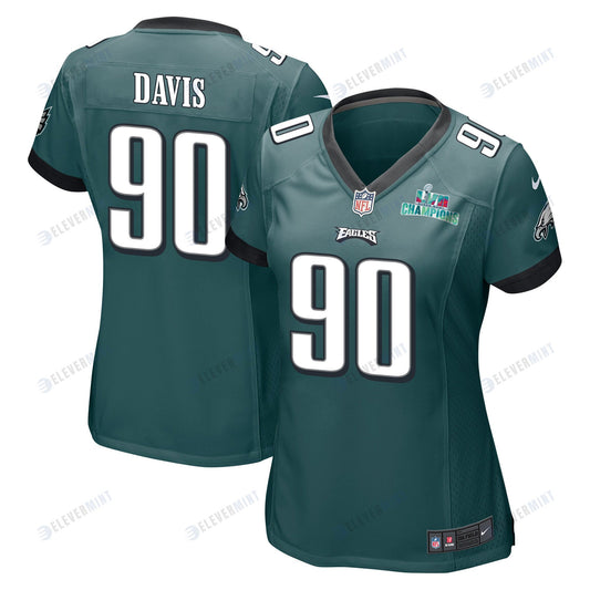 Jordan Davis 90 Philadelphia Eagles Super Bowl LVII Champions Women Game Jersey - Midnight Green