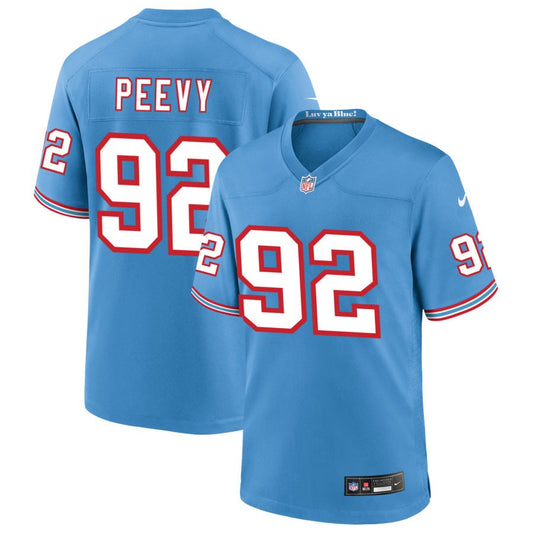 Jayden Peevy Tennessee Titans Nike Oilers Throwback Game Jersey - Light Blue