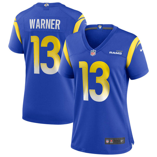 Women's Los Angeles Rams Kurt Warner Game Retired Player Jersey Royal Blue