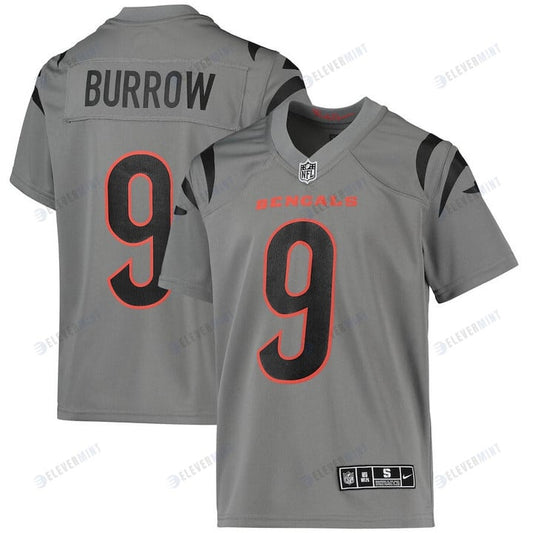 Joe Burrow 9 Cincinnati Bengals Youth Inverted Team Game Jersey - Gray