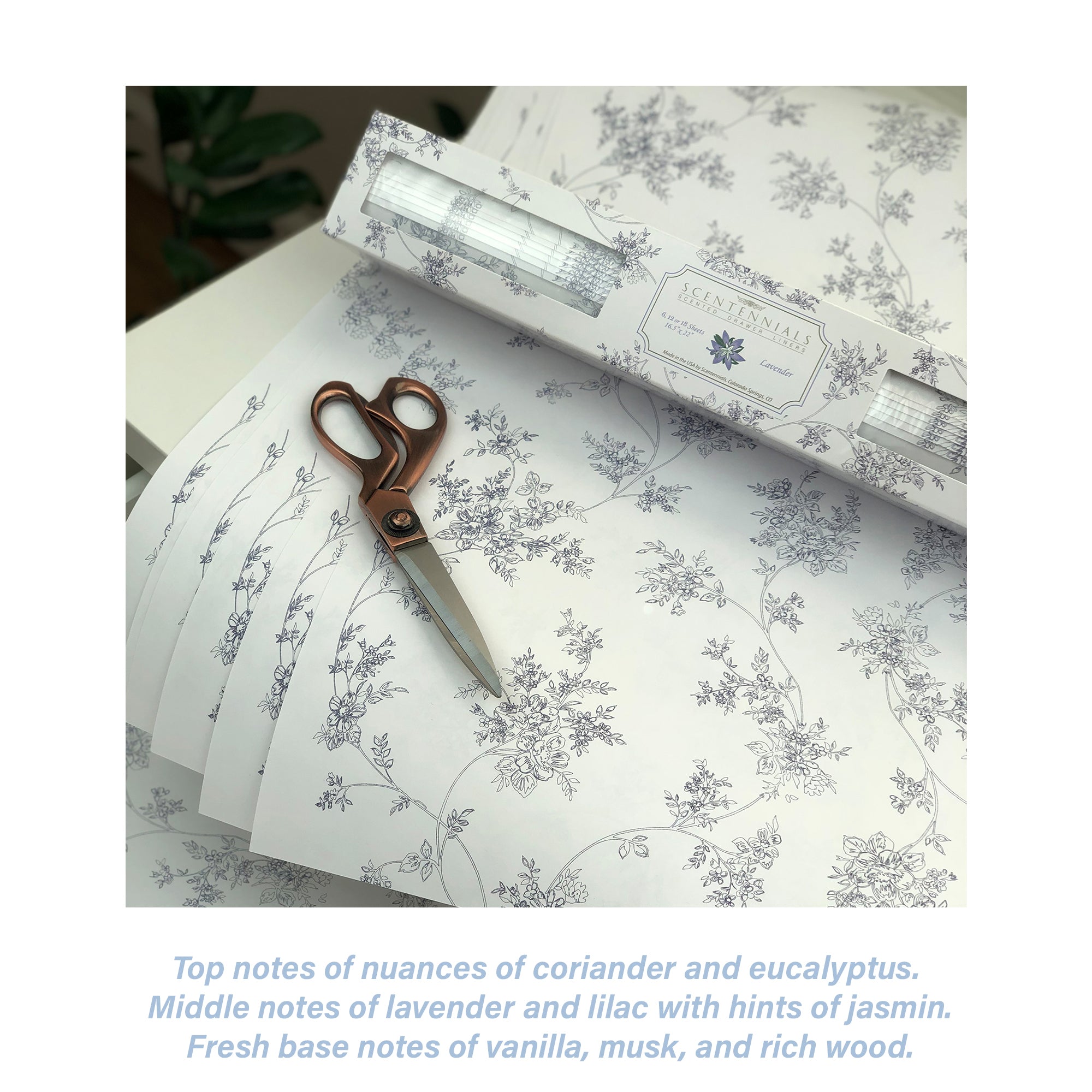 Scentennials Scented Drawer Liners - Jasmine & Lily Print - 6 Sheets 16.5 x  22 Inch Non-Adhesive Paper Sheets - Perfect for Closet Shelves and Dresser